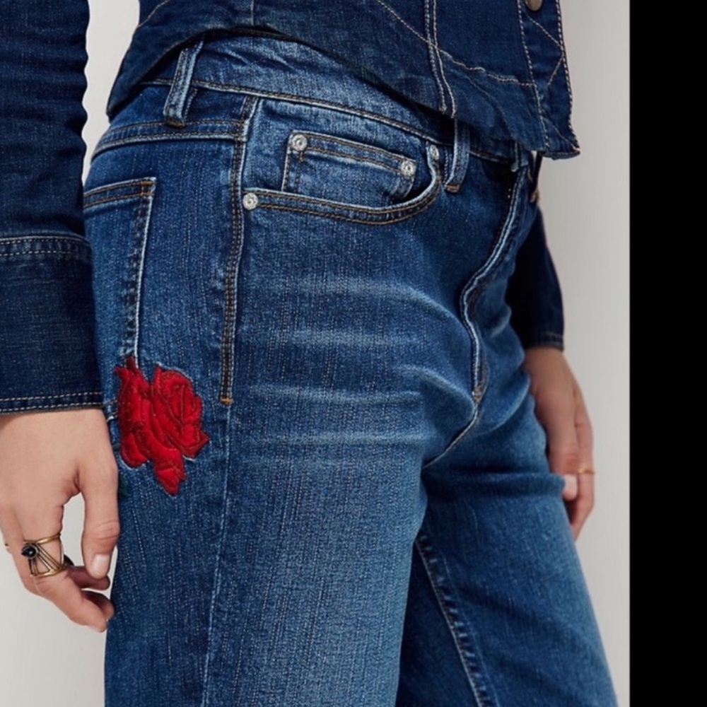 Free People Embroidered straight leg